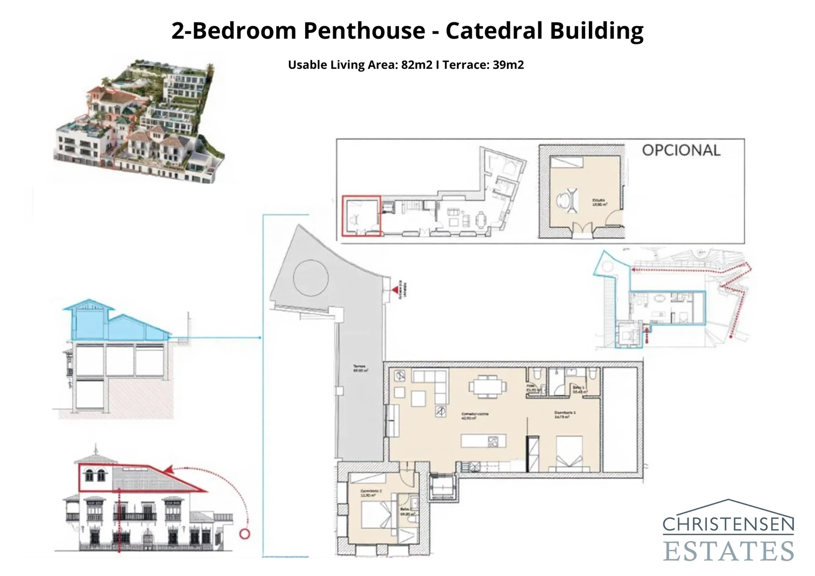 En veldesignet to-værelses penthouse i den historiske Catedral-bygning, med en rummelig terrasse til at nyde panoramaudsigten.