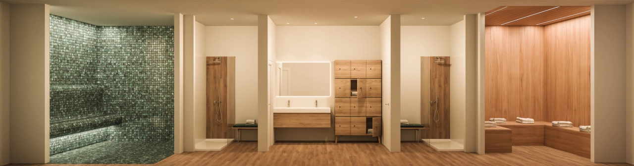 Beboernes spa inkluderer en sauna og et tyrkisk bad, der tilbyder et privat rum for velvære og foryngelse.