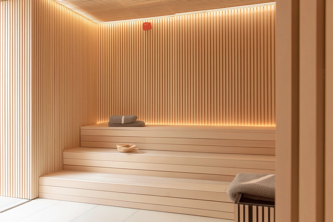 Slap af og genoplad i den private sauna, en del af de omfattende wellness-faciliteter.