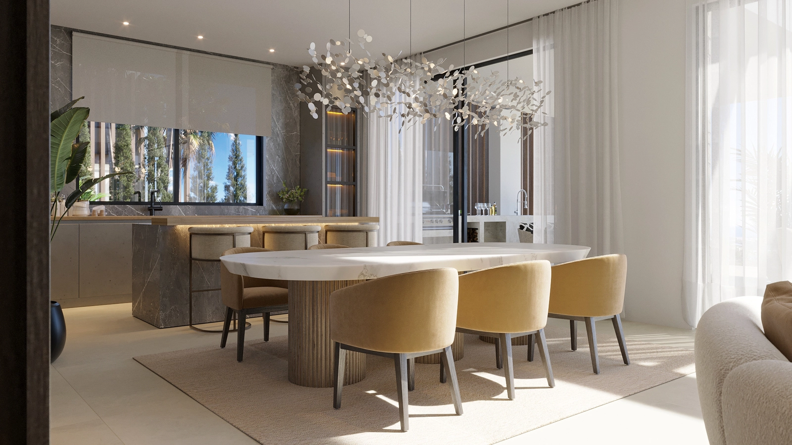 Et topmoderne køkken fra Modulnova, med de fineste materialer og hårde hvidevarer for en fremragende kulinarisk oplevelse.