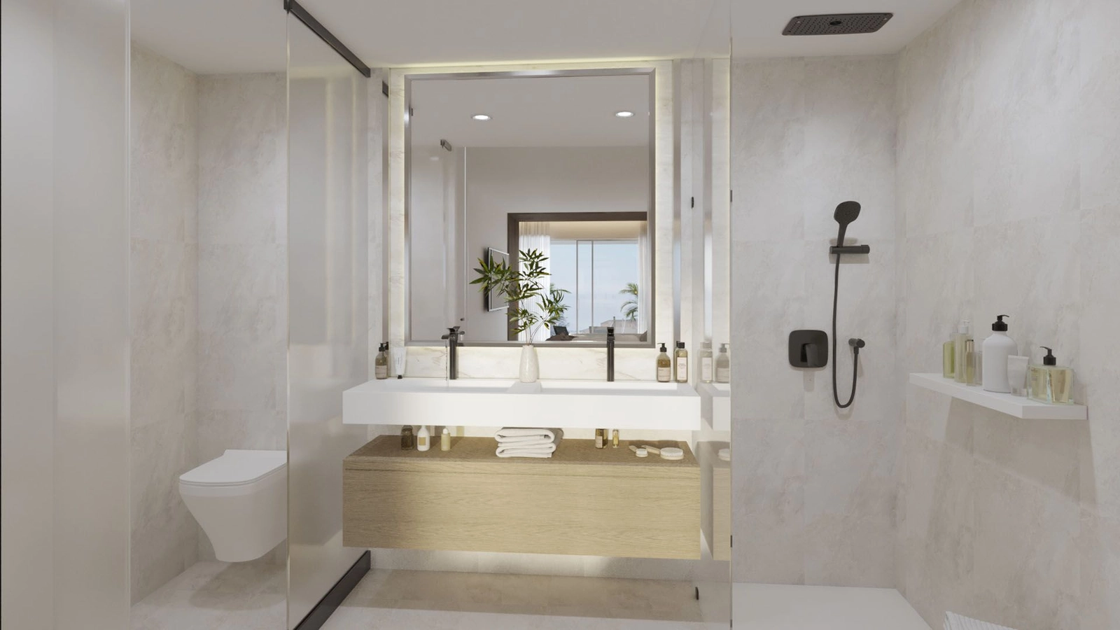 Moderne badeværelser designet med materialer af høj kvalitet for en daglig spa-lignende oplevelse.