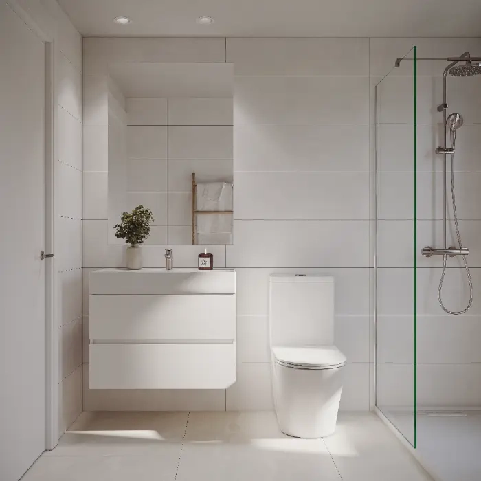 De sekundære badeværelser opretholder den samme høje standard inden for moderne design og kvalitet.