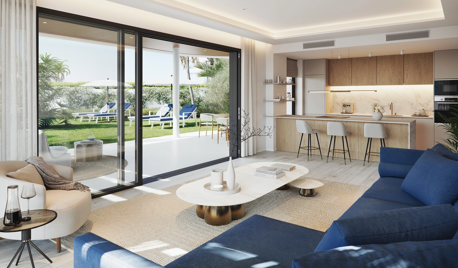Ground-floor apartments combine indoor comfort with outdoor space, opening onto your own quiet private garden in Mijas.
