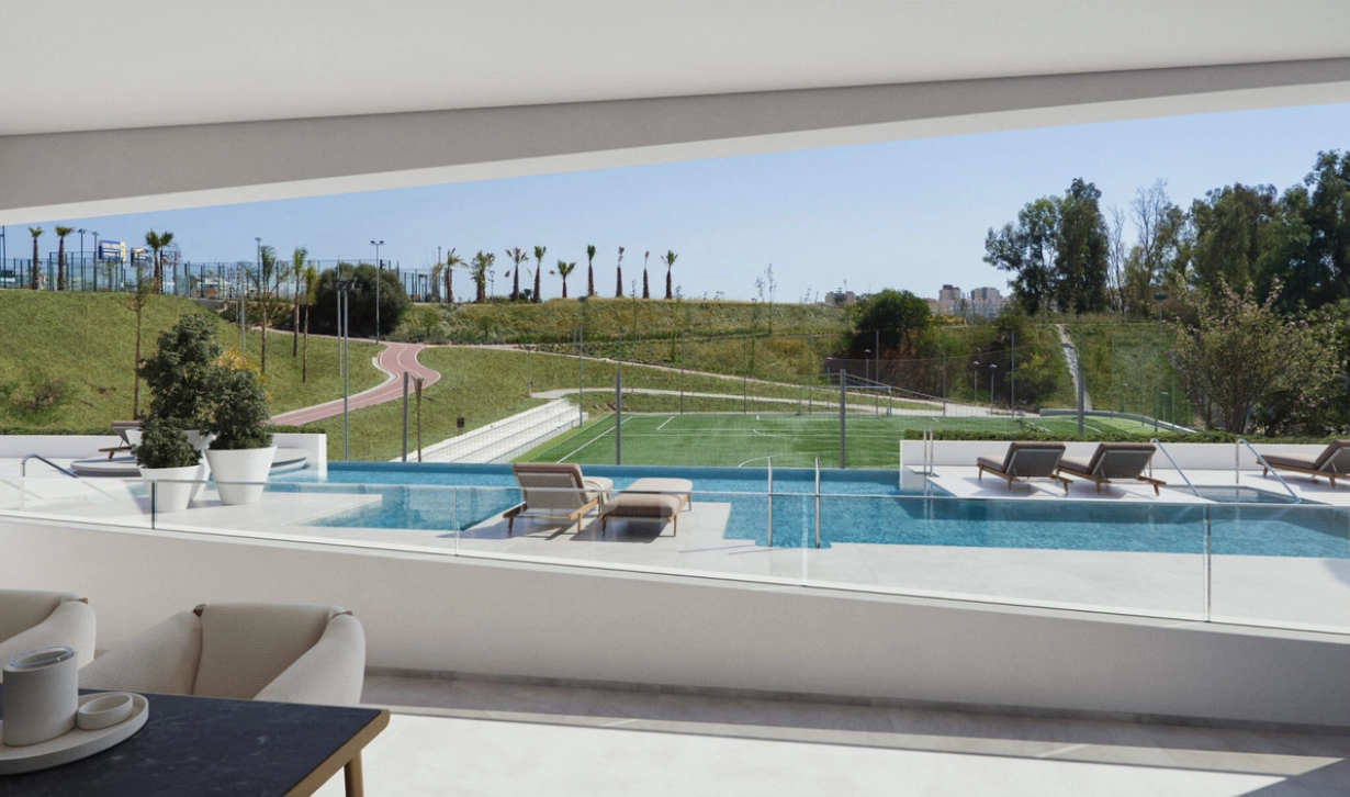 Enjoy views from your home over the inviting pool and the green parkland beyond.