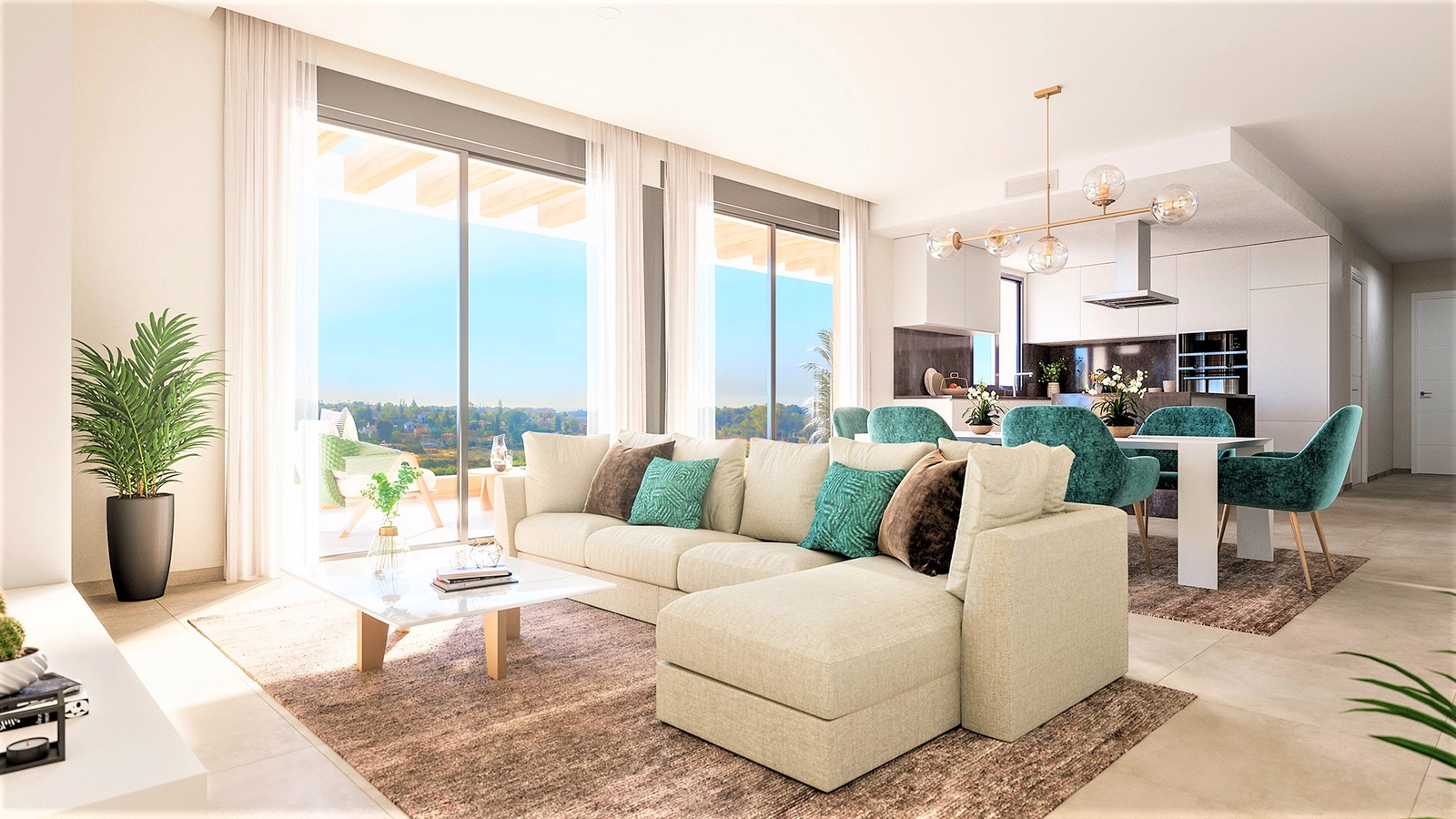 Bright and spacious living areas designed for comfort, flowing seamlessly to the outdoor terrace.