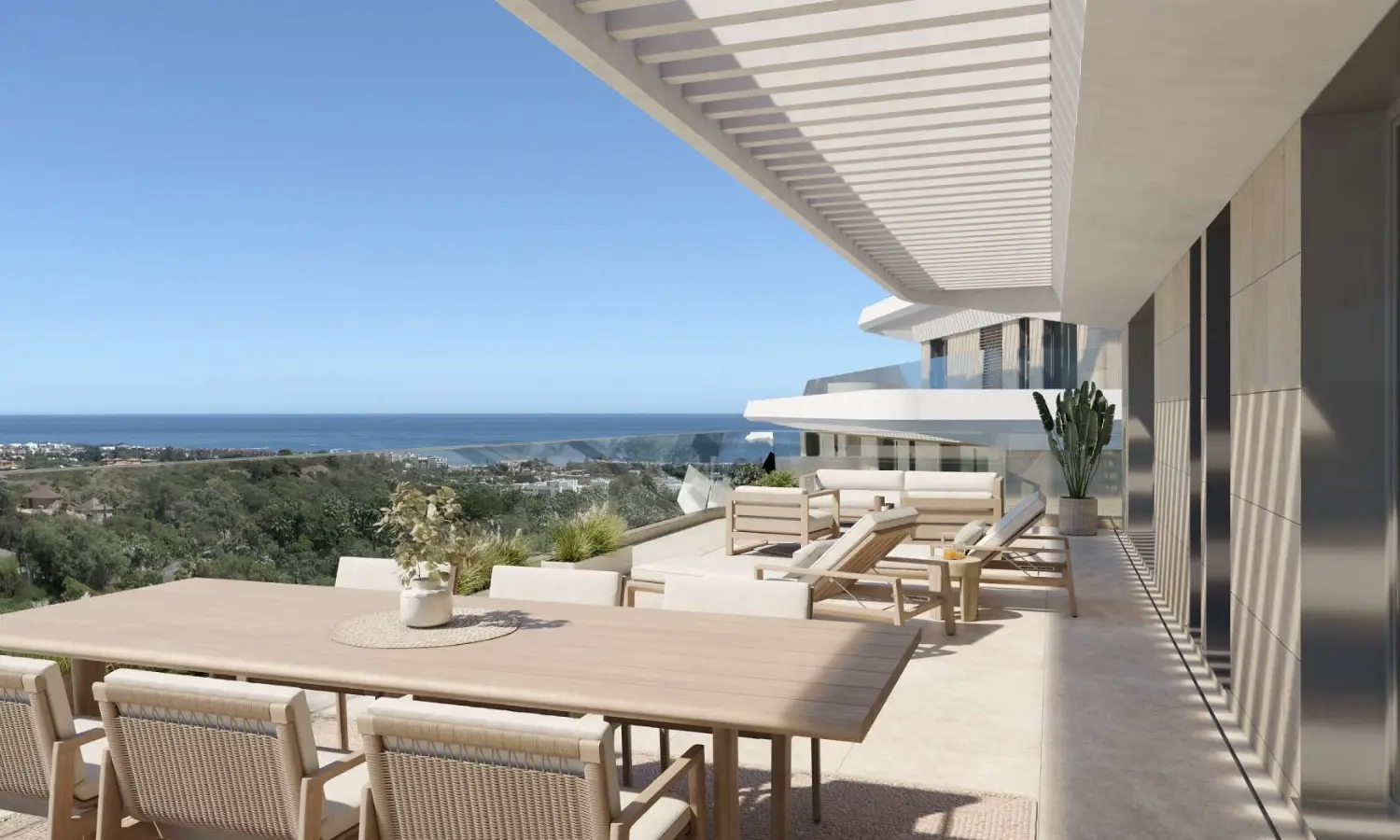 Spacious terraces designed for year-round enjoyment, perfect for dining or relaxing while overlooking the beautiful Costa del Sol coastline.