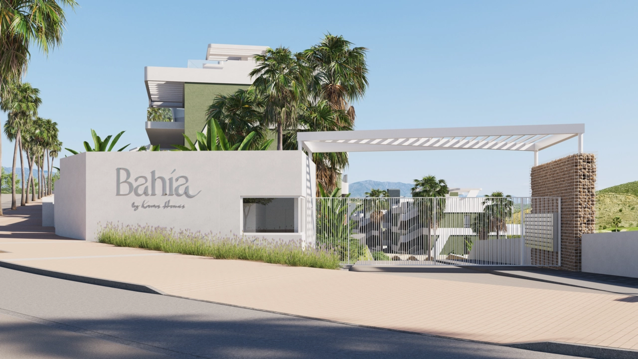 The secure and elegant entrance to this exclusive residential community in Mijas.