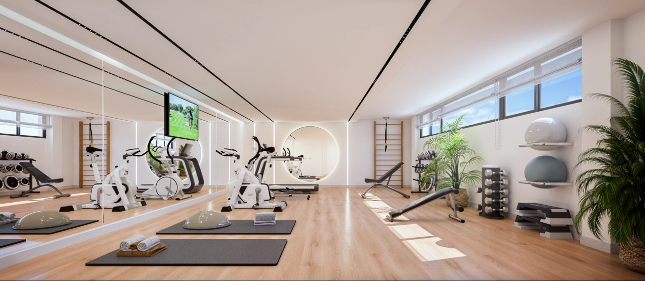 Stay active in the fully equipped, modern gymnasium available for residents.