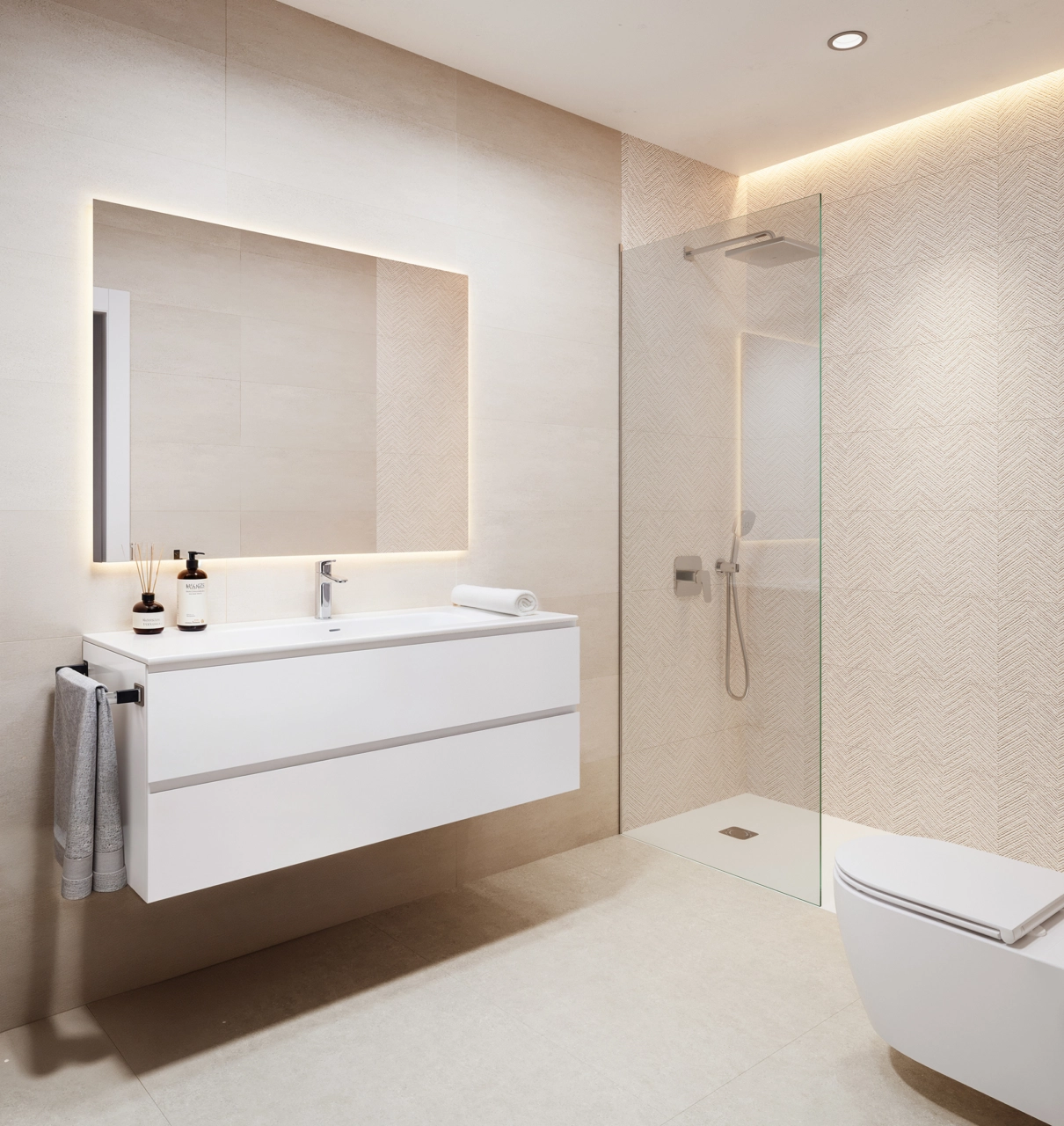 Bathrooms feature contemporary design and high-quality finishes for a spa-like experience.