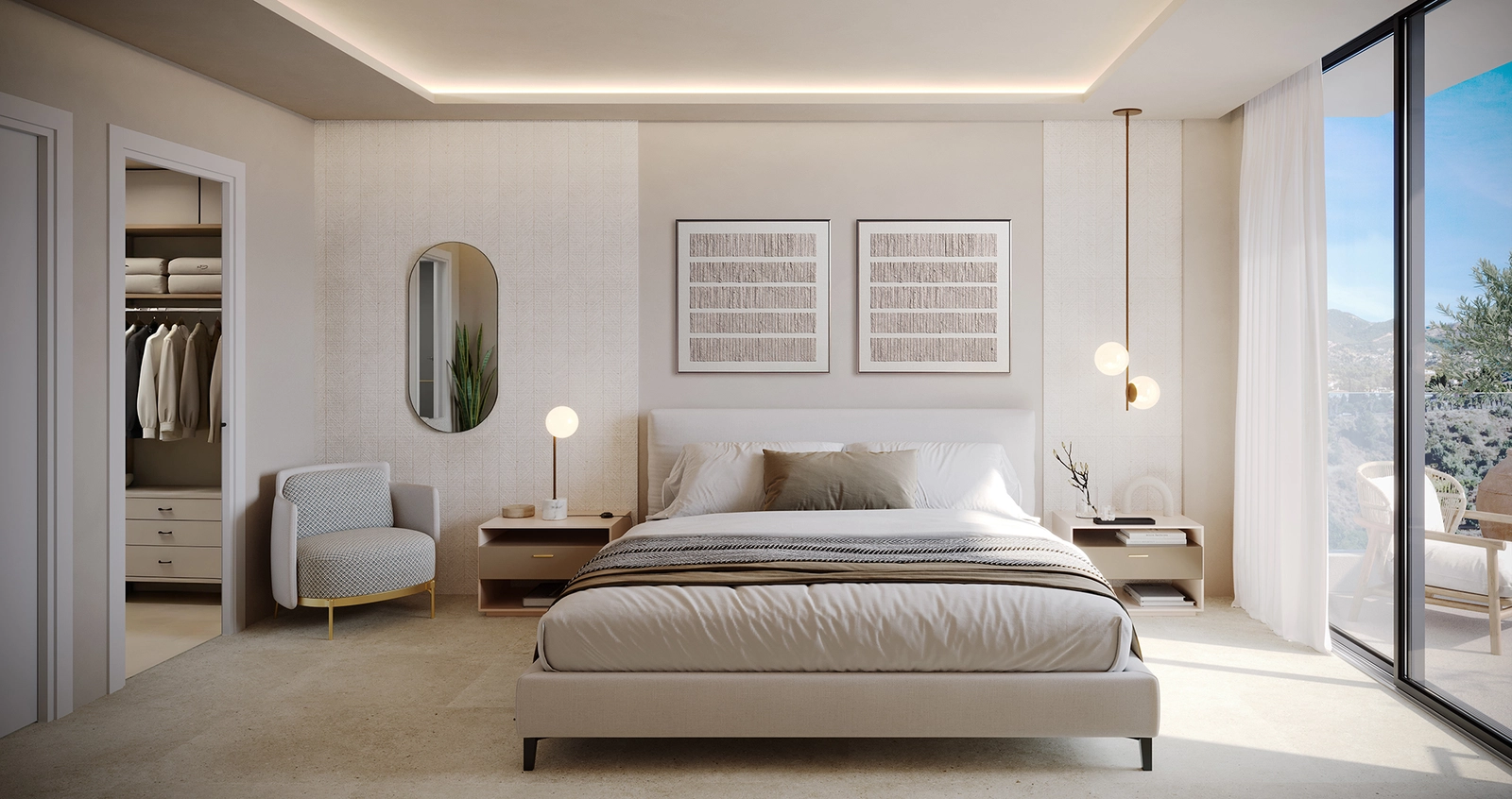 The master bedroom is a serene sanctuary of comfort and elegant design.