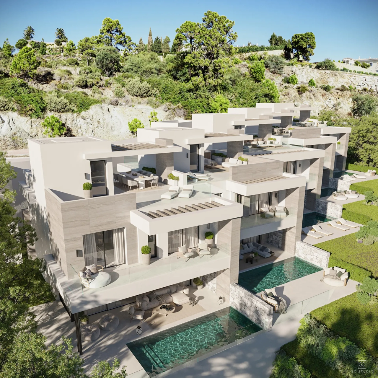 Stunning contemporary architecture that blends harmoniously with the natural surroundings.