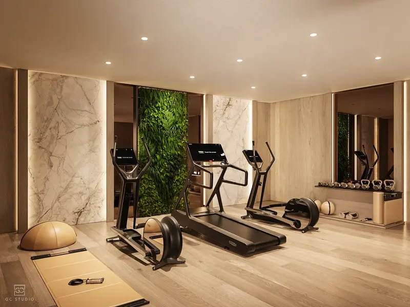 A private, fully-equipped wellness area to maintain your fitness routine at home.