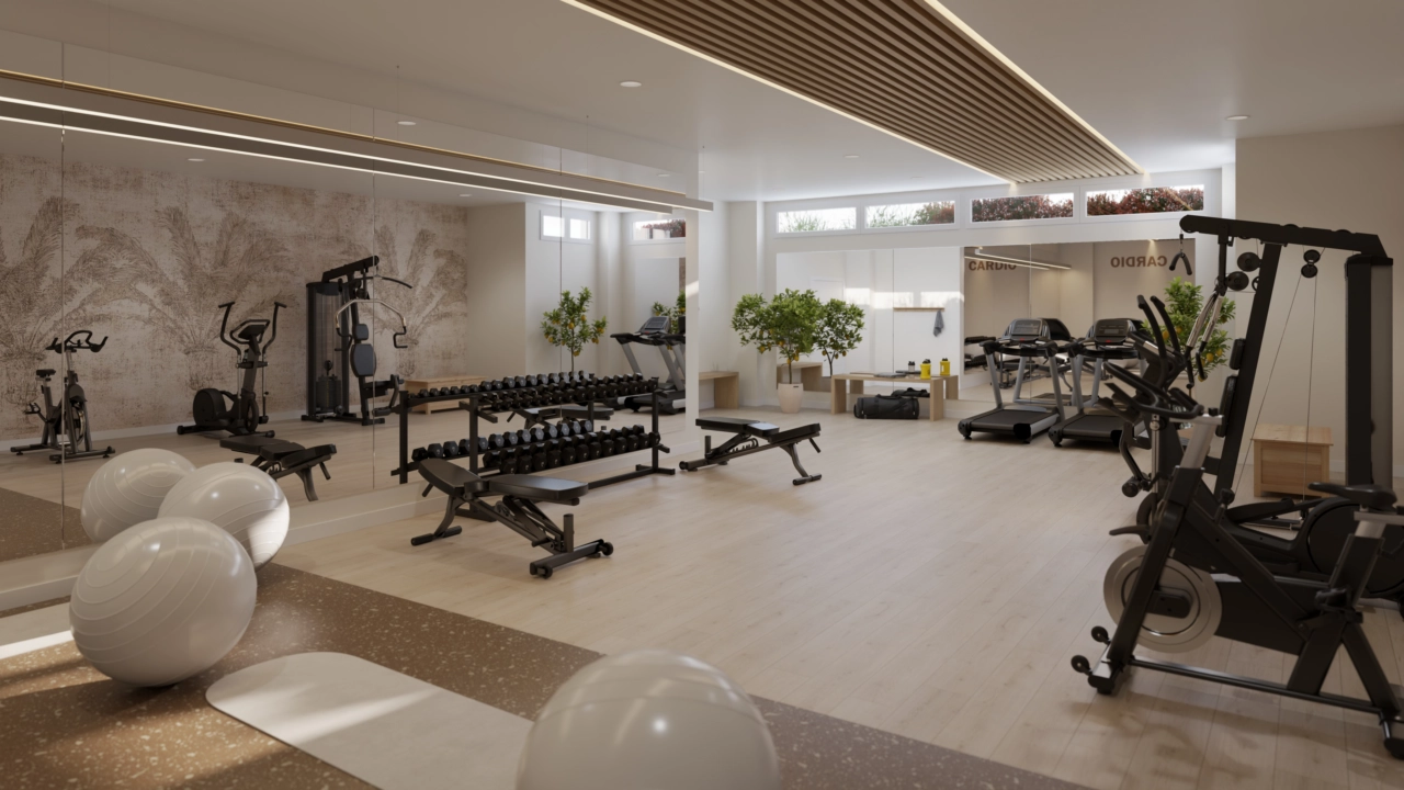 Stay active in the fully equipped, on-site fitness space.