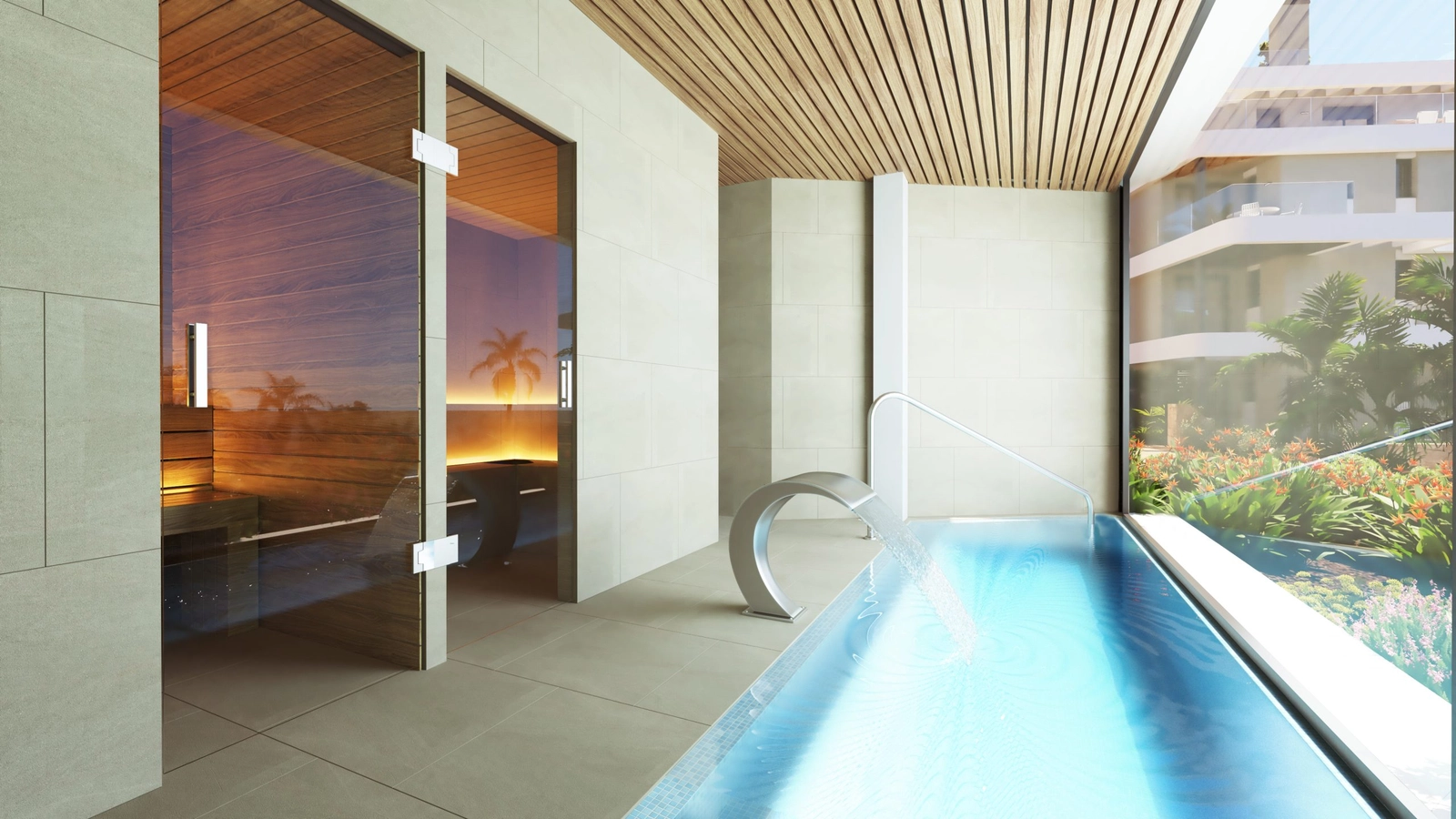 Relax and rejuvenate in the exclusive residents' spa with sauna.