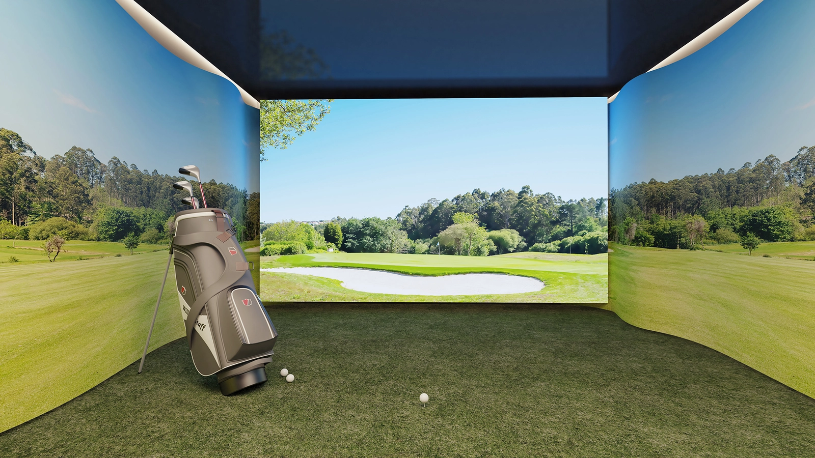 Perfect your swing year-round in the indoor golf simulator.