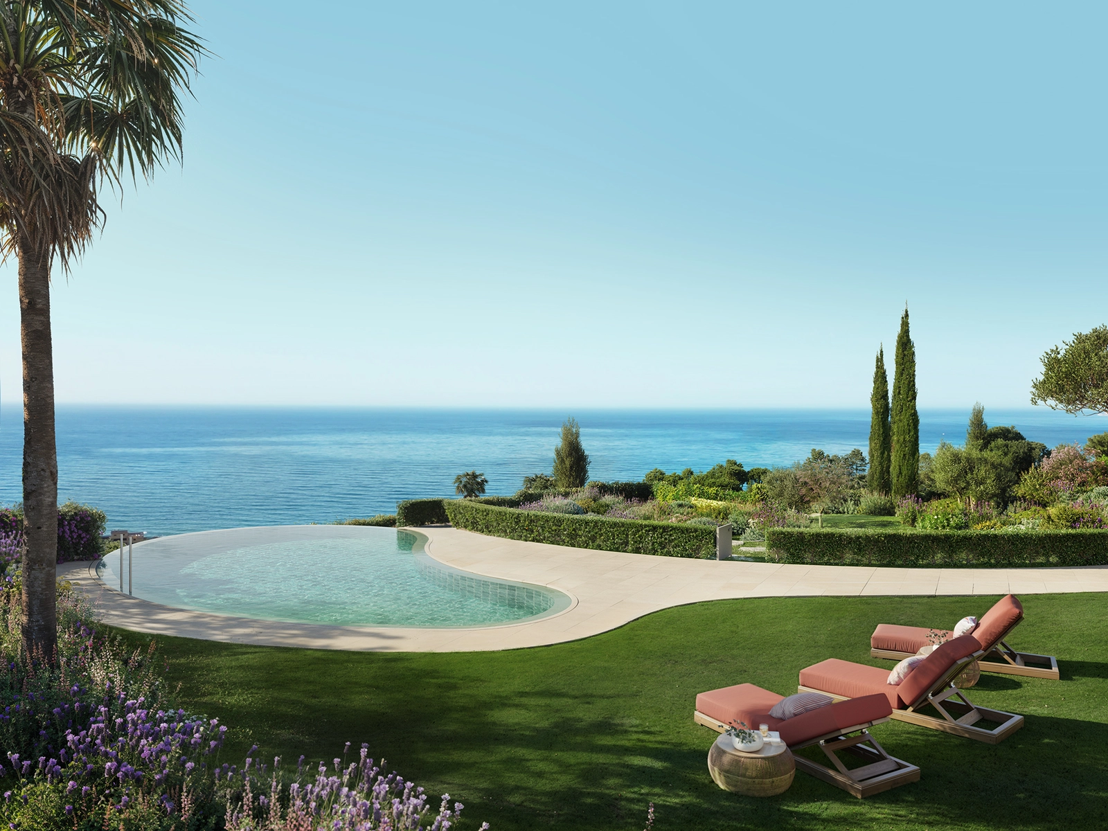 Relax by the beautiful infinity pool, with breathtaking views over the Mediterranean Sea.