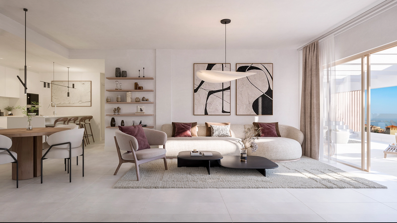 The bright and spacious living area connects seamlessly with the outdoors, creating a perfect space for relaxation.