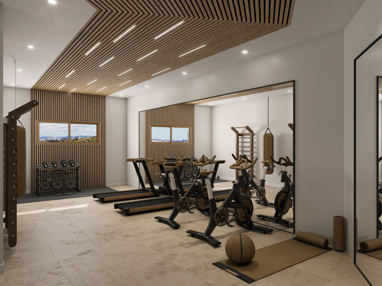 The state-of-the-art gymnasium, fully equipped for a complete workout experience.
