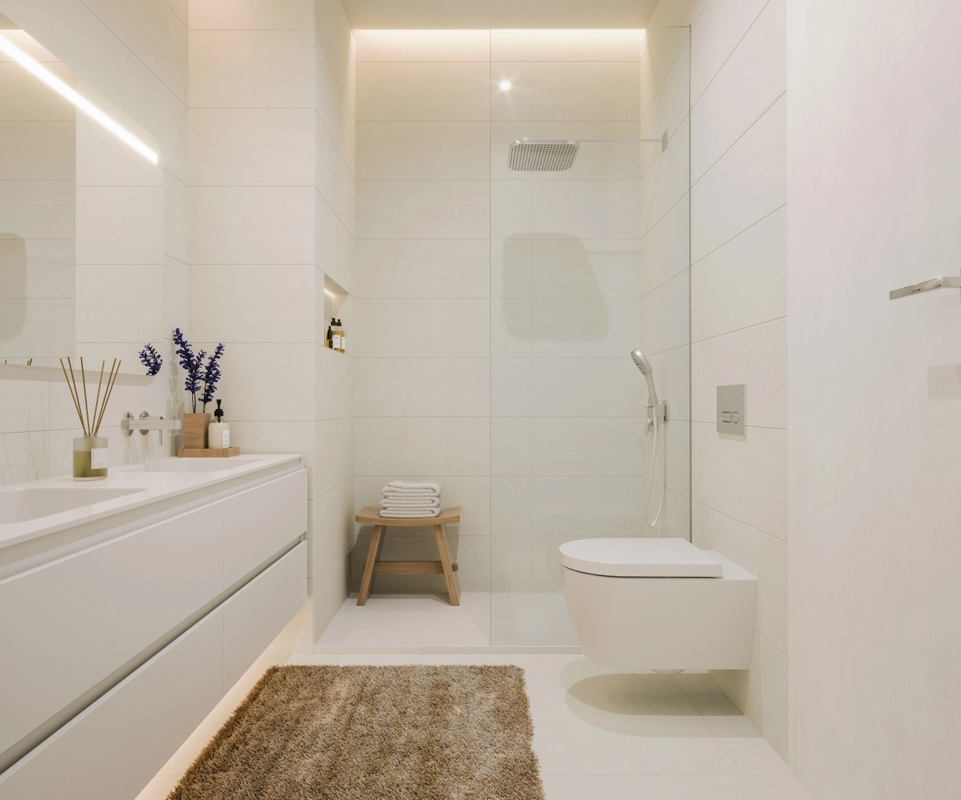 A sleek and modern bathroom, designed with high-quality materials and elegant finishes for your comfort.