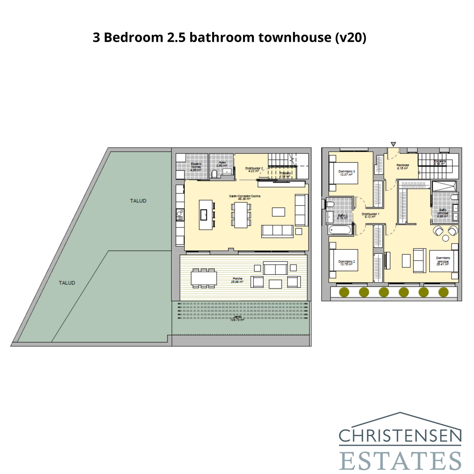An alternative three-bedroom design that maximizes space, with a generous terrace perfect for enjoying the Costa del Sol climate.