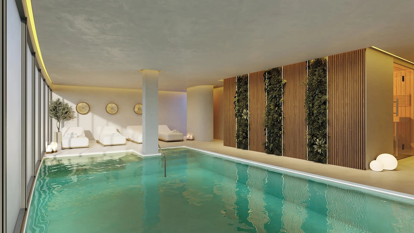 Wellness center with indoor pool and spa for year-round relaxation.