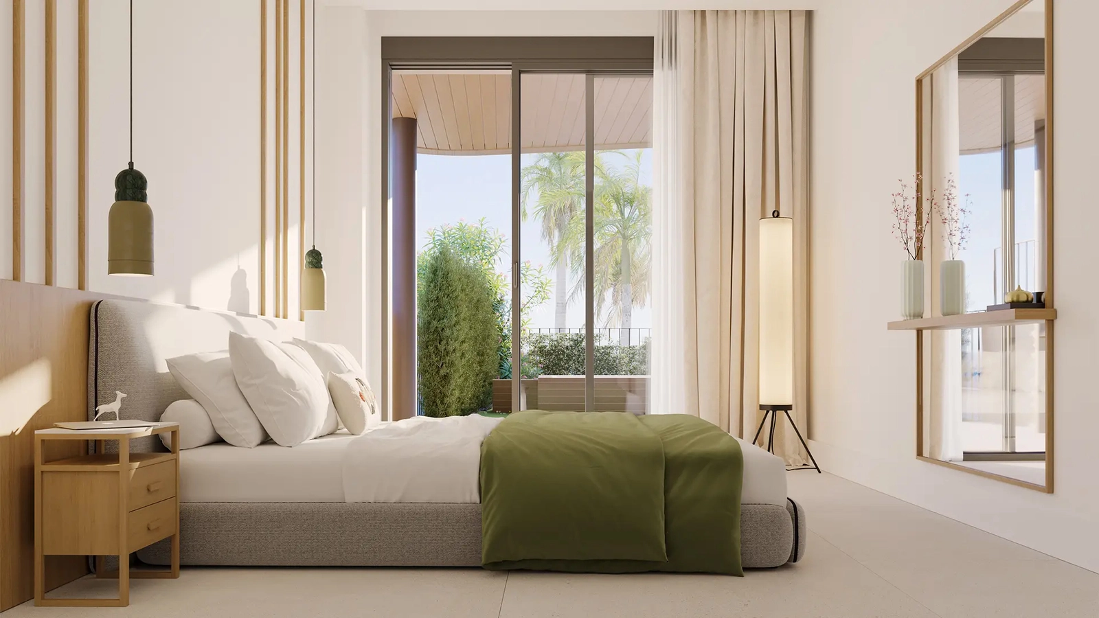 Bedrooms combining style, comfort, and direct access to terraces or gardens.