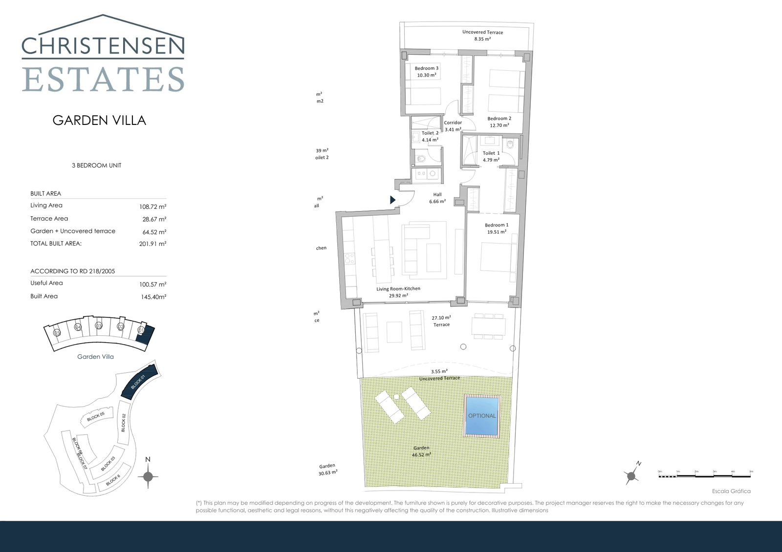 Three-Bedroom Garden Villa – Spacious interiors connected to a generous terrace and private garden, perfect for outdoor living.