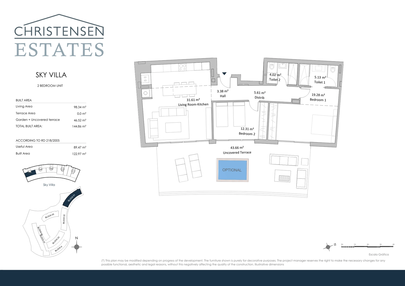 Two-Bedroom Sky Villa Penthouse – Elegant layout with an impressive open terrace offering panoramic sea views across Benalmádena and Fuengirola.