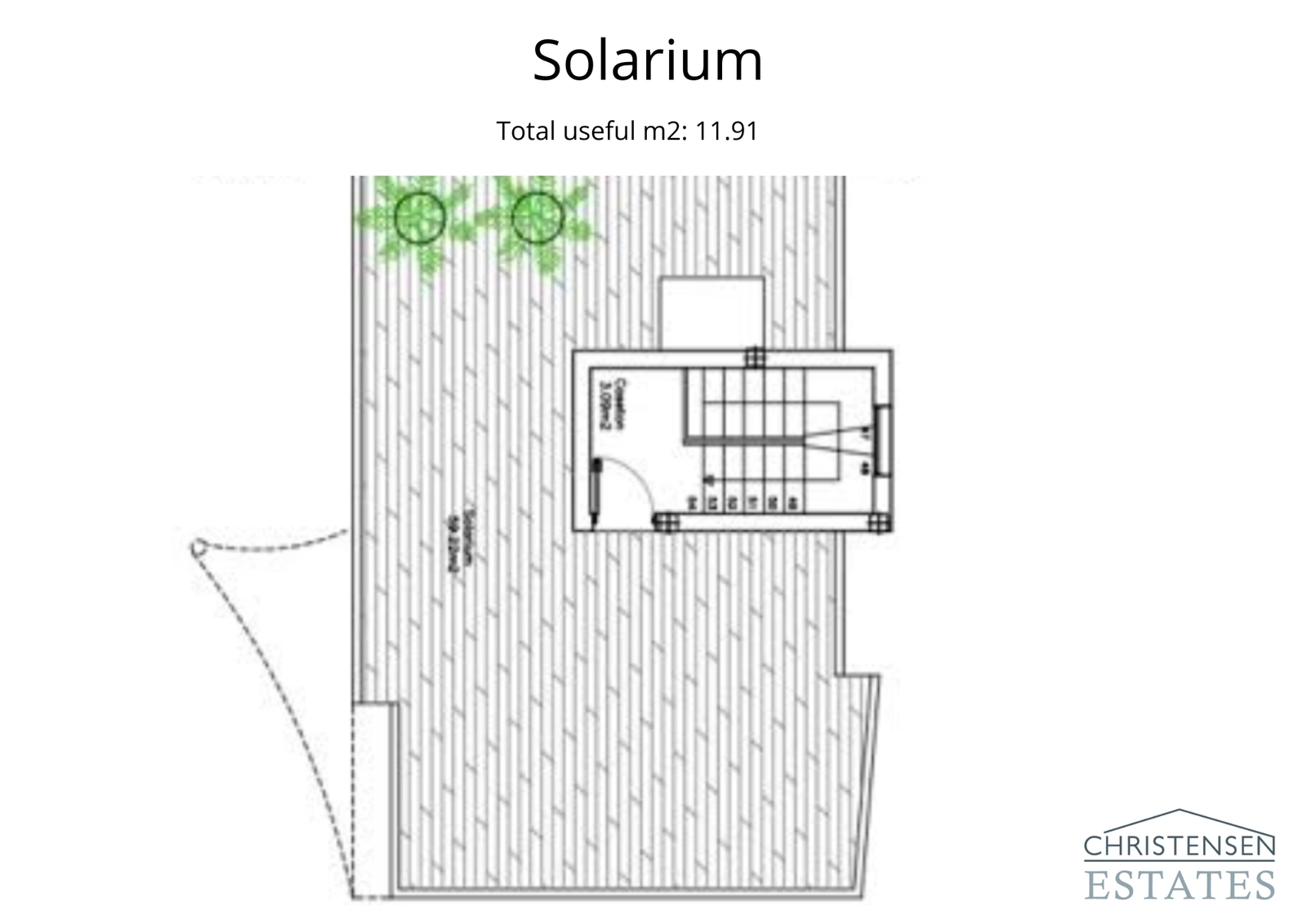 The rooftop solarium plan, a versatile 60 m² space perfect for creating an outdoor lounge, dining area, or private sunbathing deck.