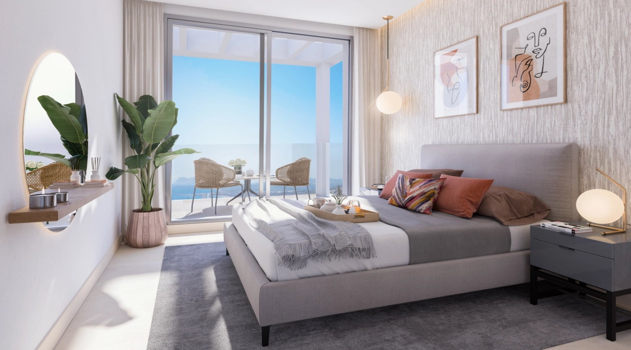 Wake up to serene sea views from the master bedroom, which opens onto a tranquil private terrace.