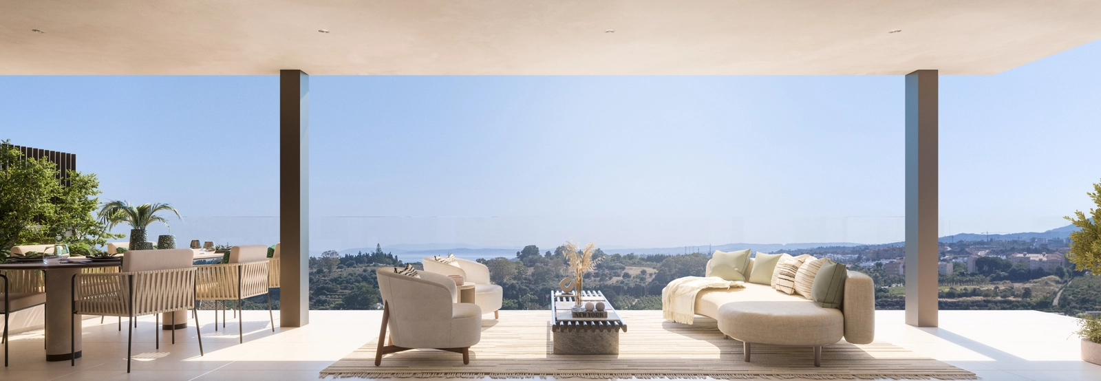 Relax on your spacious private terrace, enjoying the Mediterranean breeze and beautiful views over the Costa del Sol.