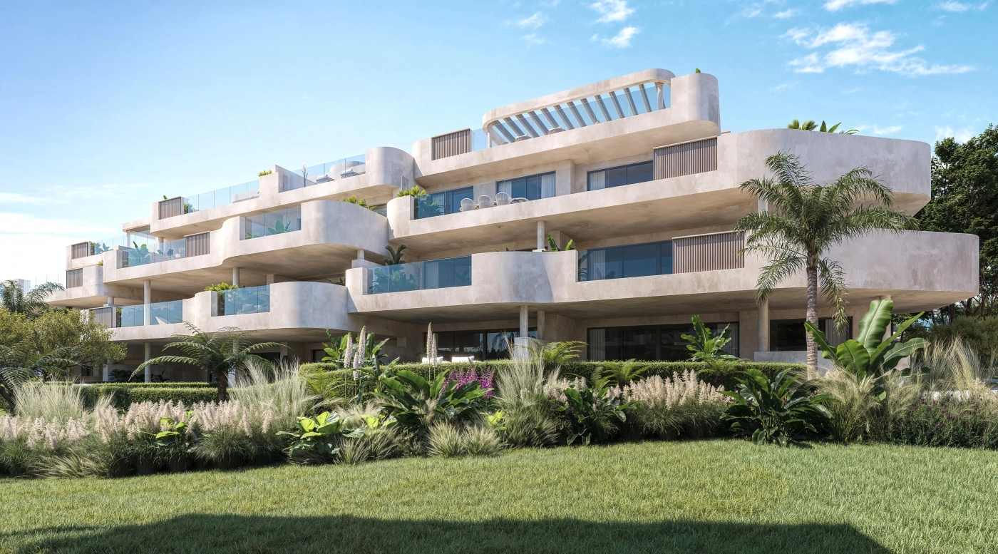 The elegant exterior of the residences, highlighting contemporary design and harmony with the natural surroundings.