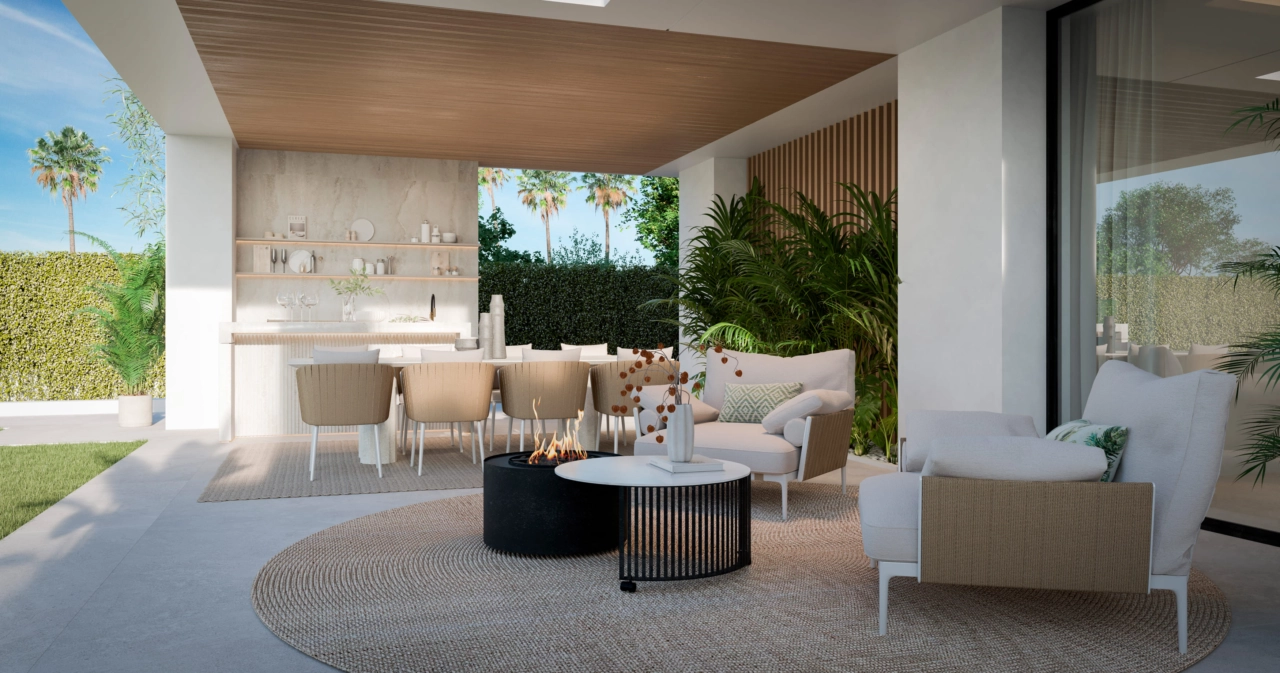 Enjoy the Costa del Sol lifestyle with a sophisticated covered terrace, perfect for outdoor dining and relaxing.