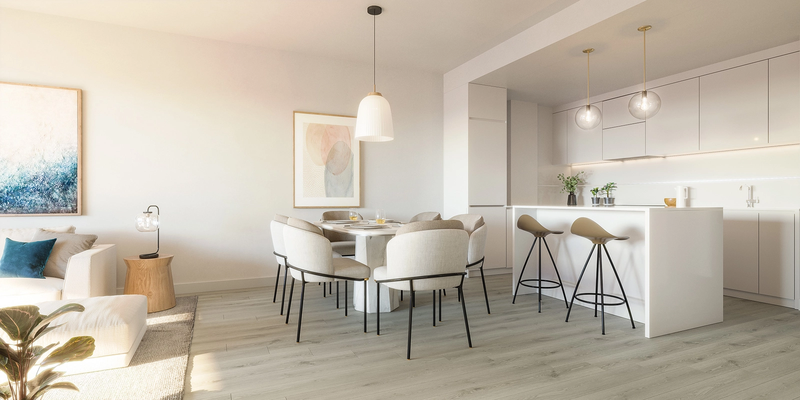 Open-plan kitchens with high-quality appliances, perfect for both daily living and entertaining guests.