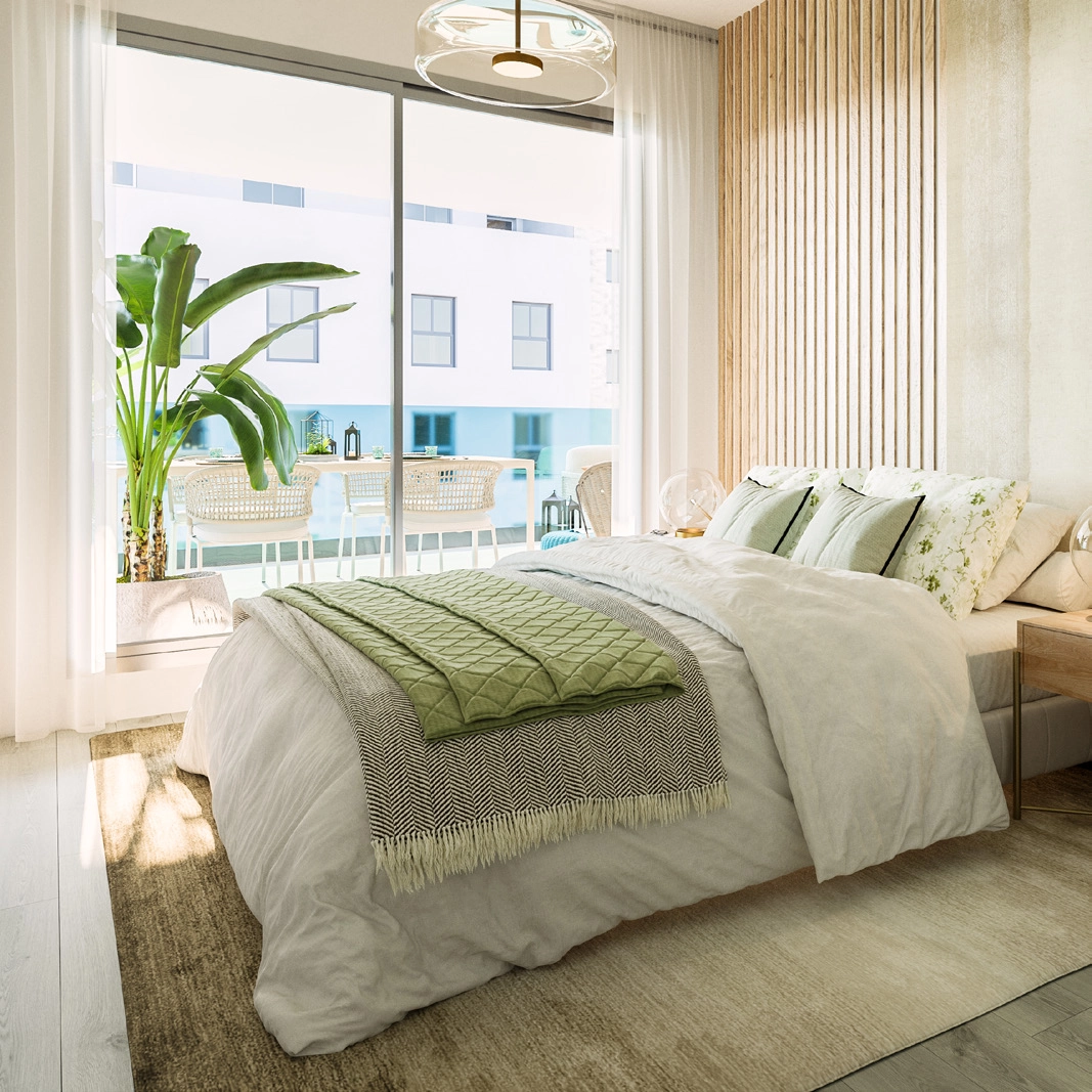 Comfortable and elegant bedrooms offering a peaceful retreat, with direct access to private terraces.