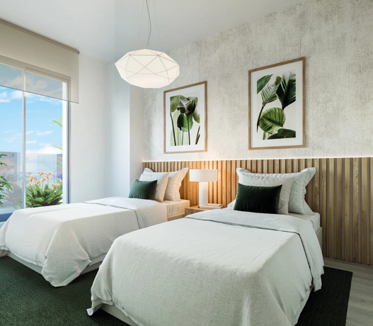 Guest bedrooms are designed with style and comfort in mind, providing a welcoming space for family and friends.