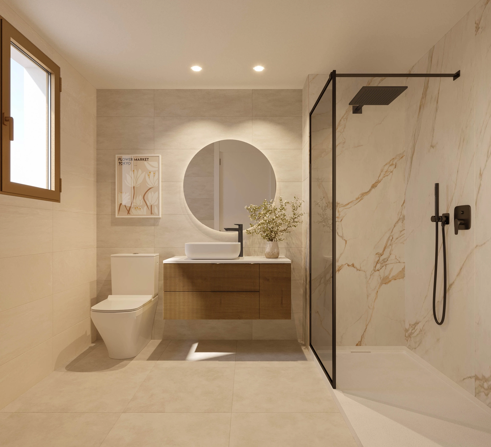 Stylish bathrooms with contemporary design and high-end fixtures.