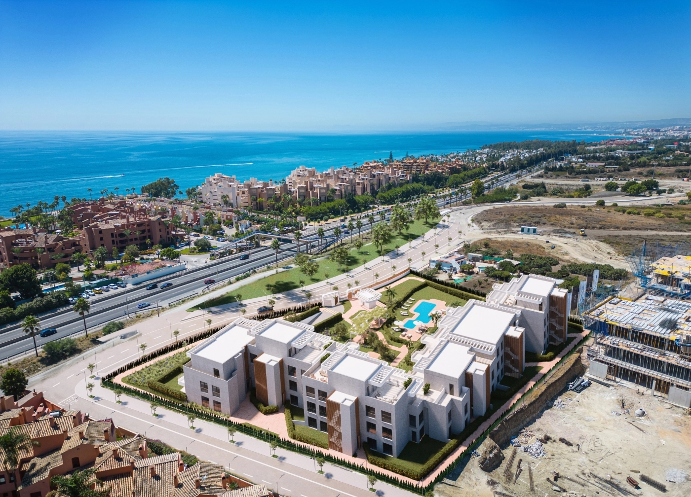 An aerial view of the Lagumare 41 development, perfectly situated to offer stunning sea views on the Costa del Sol.