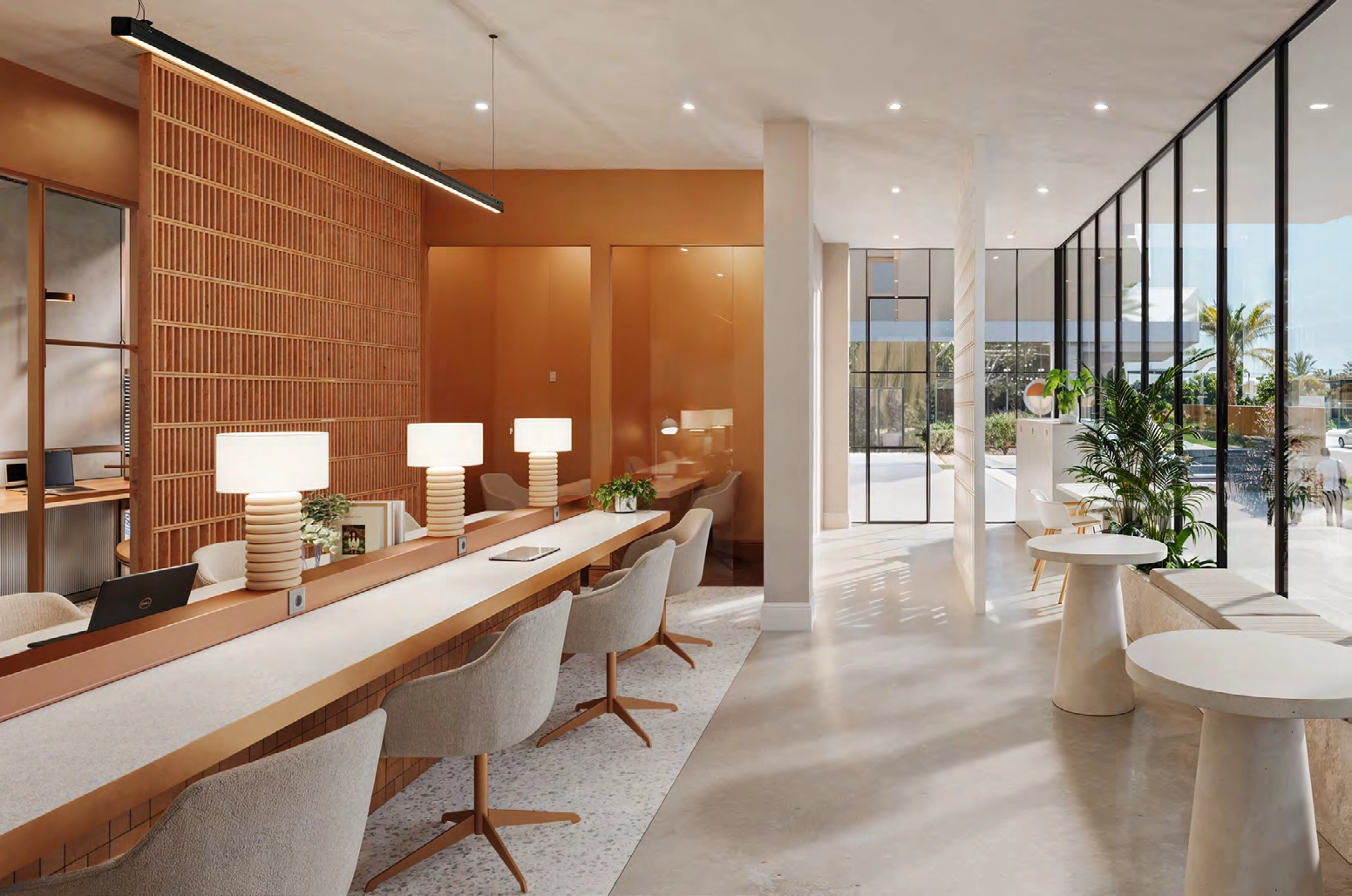 Achieve the perfect work-life balance in the elegant co-working space, designed to inspire productivity and professional connection.