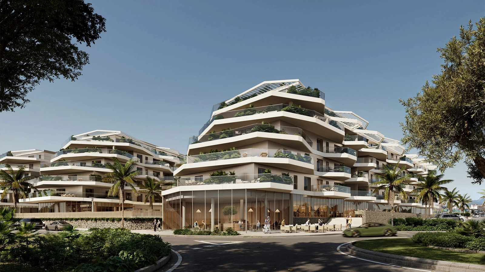 The development's innovative architecture creates a stunning visual statement, harmoniously integrated with the surrounding landscape.