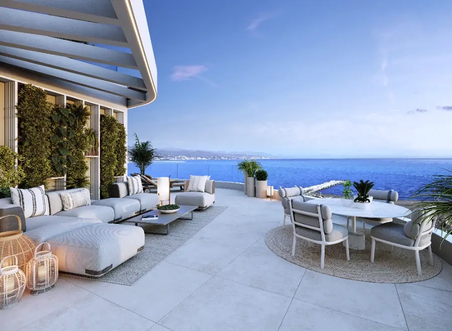 A spacious terrace overlooking the Mediterranean, perfect for enjoying the Costa del Sol sunshine.