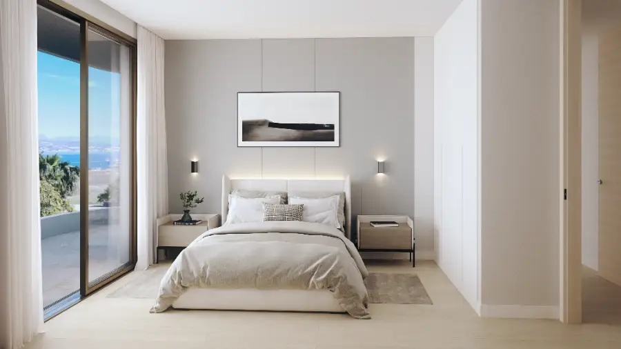 A second well-appointed bedroom, offering comfort, style, and beautiful views.