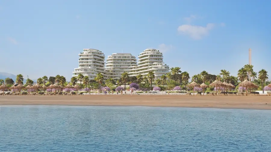 View the stunning architecture of the development directly from the golden sands of the beach.