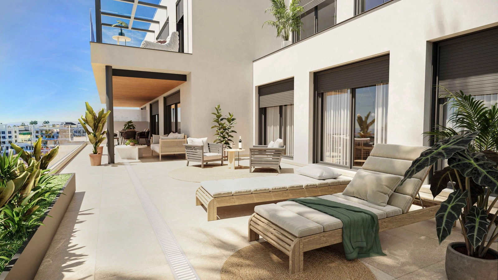 Spacious south-facing terraces designed for enjoying the wonderful Costa del Sol climate all year round.