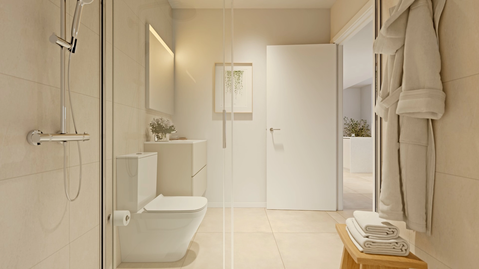 Modern bathrooms are equipped with elegant finishes and fixtures, creating a spa-like atmosphere at home.