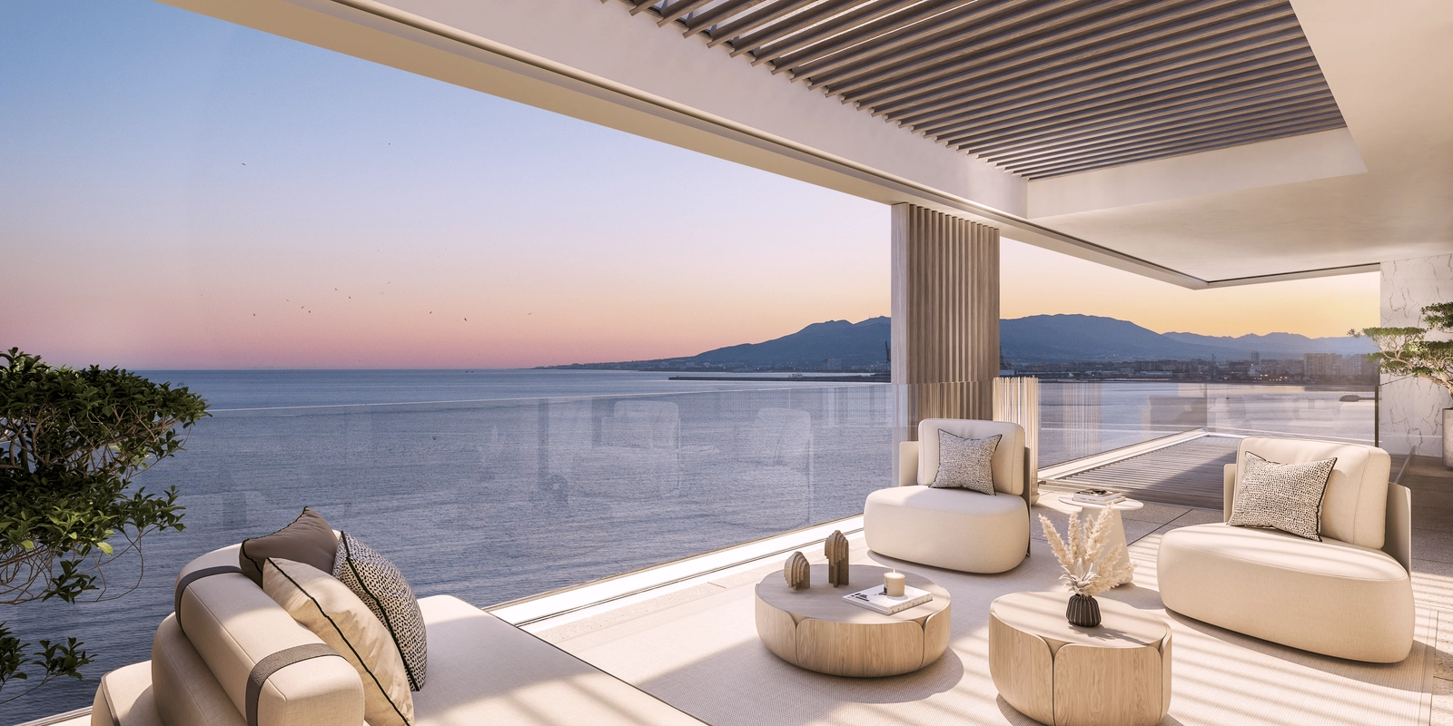 Relax on your spacious private terrace and enjoy unforgettable sunsets over the Mediterranean Sea.