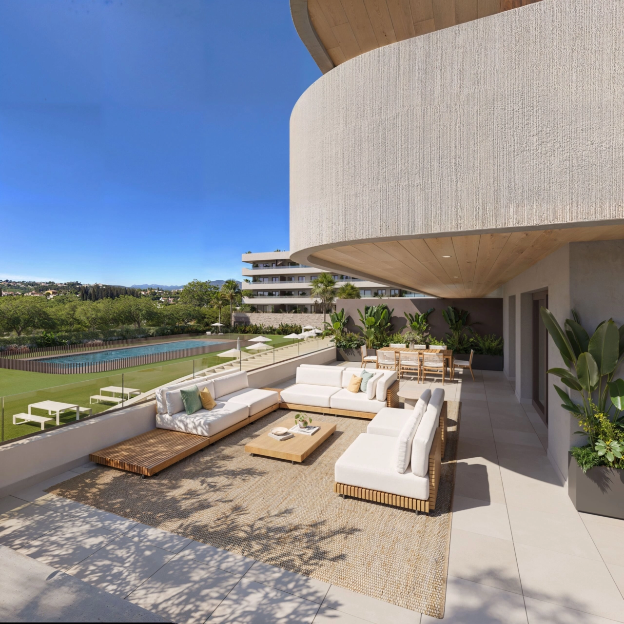 A spacious private terrace, designed for seamless indoor-outdoor living on the Costa del Sol.