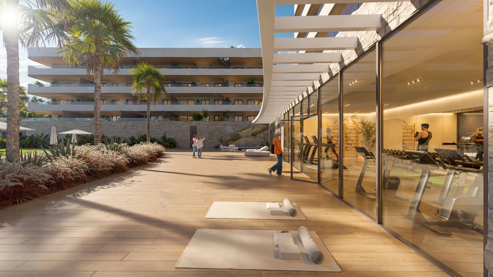The state-of-the-art gym overlooks the gardens, offering an inspiring setting for your workout.