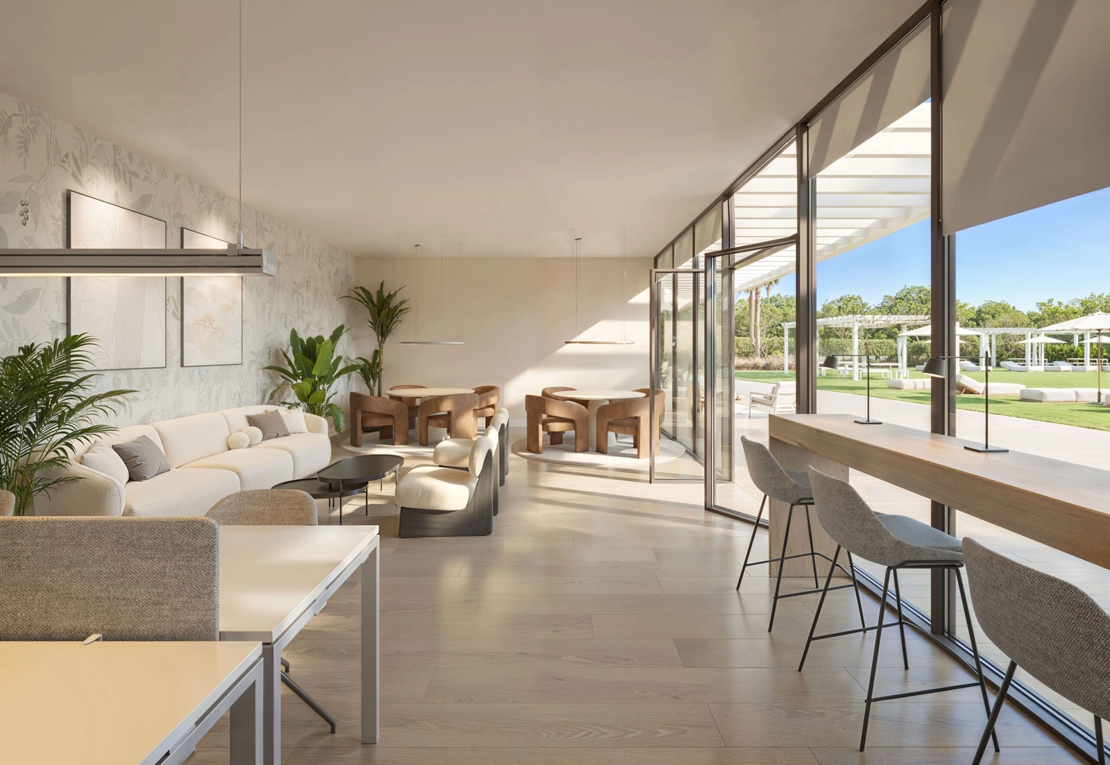 A dedicated co-working space provides a quiet and elegant environment for work or meetings.