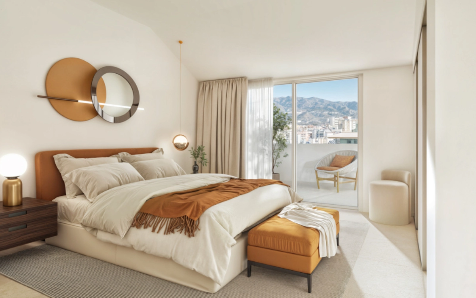 The master bedroom is a peaceful retreat with elegant design and direct access to a private balcony.